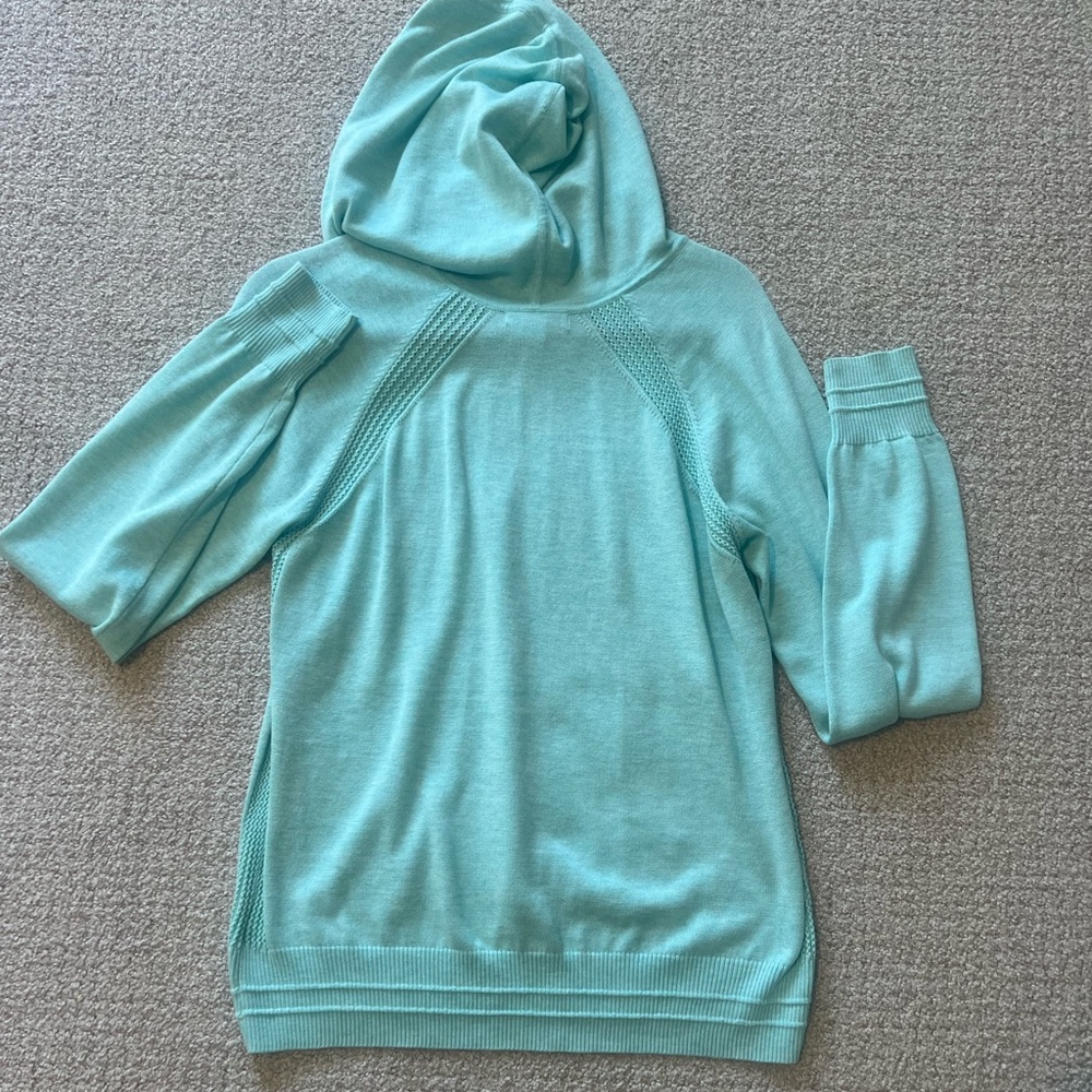 Athleta Evergreen Teal/Mint Hooded Pullover Sweater medium - Picture 5 of 7